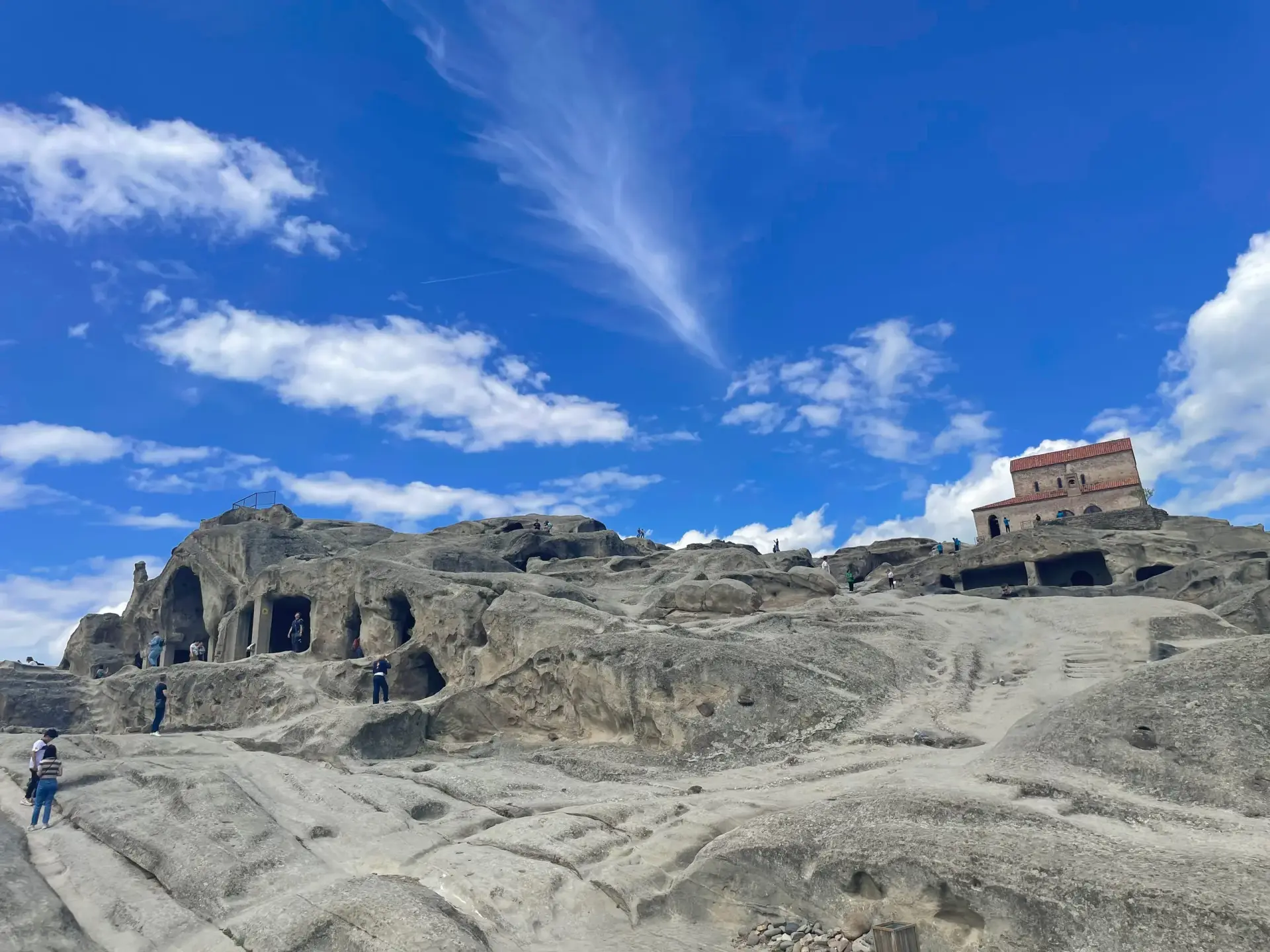 Walking through Uplistsikhe ancient rock city