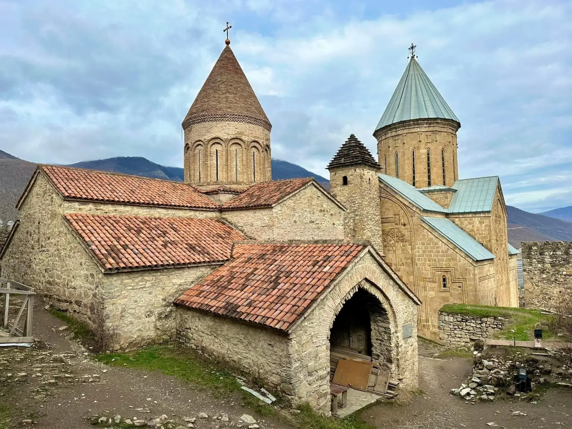 Stepantsminda village with Mount Kazbek backdrop