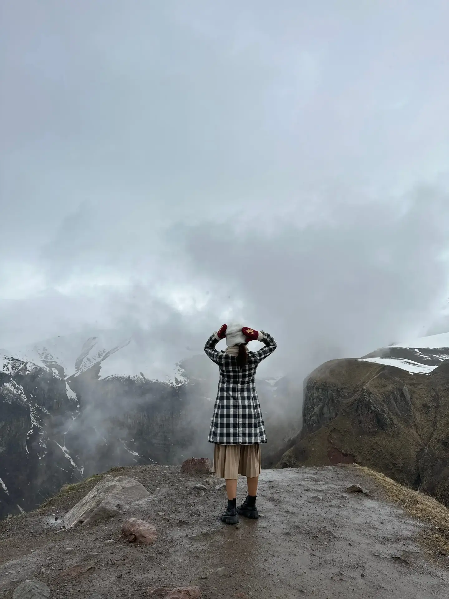 Sunset over Kazbegi mountains in the Caucasus