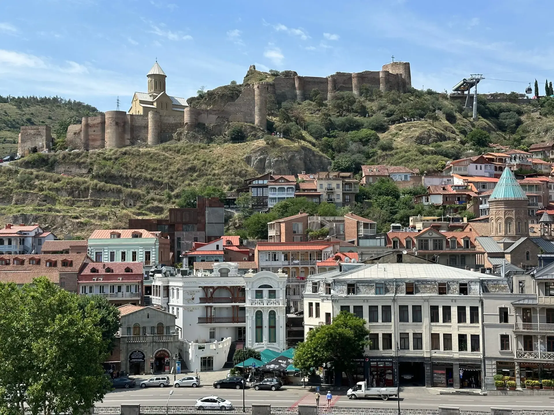 Tbilisi sunset view over the city skyline